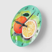 Ronde Horloge Mural Orange Acrylique (Angle)