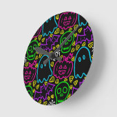 Ronde Horloge Neon Halloween (Angle)