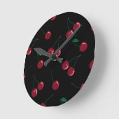 Ronde Horloge noire rouge cerise (Angle)