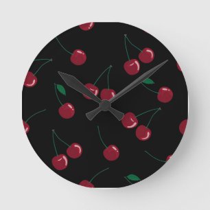Ronde Horloge noire rouge cerise