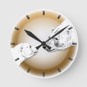 Ronde Horloge Ours Polaire Mère & Cube Ours Art Mur Horl
