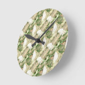 Ronde Horloge papillon de fleurs blanches (Angle)