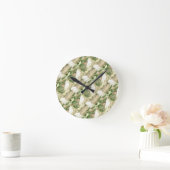 Ronde Horloge papillon de fleurs blanches (Maison)