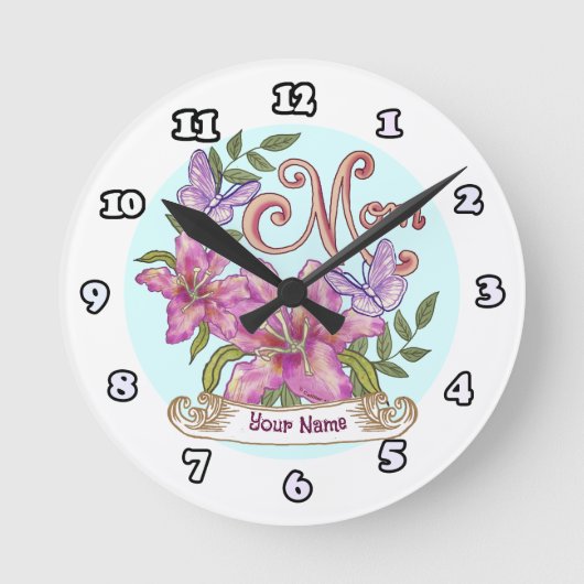 Ronde Horloge papillon Lily maman (Recto)