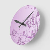 Ronde Horloge Papillon Violet Vintage (Angle)
