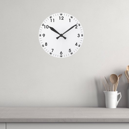 Ronde Horloge Patte de Chat Chien de Compagnie