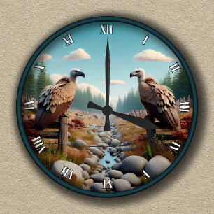 Ronde Horloge personnalisable avec des vautours sur une