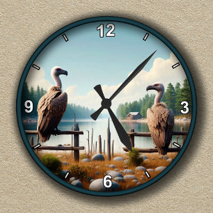 Ronde Horloge personnalisable avec des vautours sur une