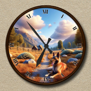 Ronde Horloge personnalisable avec un Malinois belge