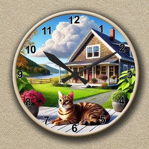 Ronde Horloge personnalisable de chat Bengal adorable
