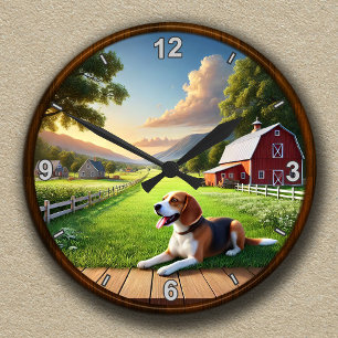 Ronde Horloge personnalisable de ferme champêtre avec Be