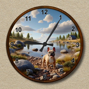 Ronde Horloge Personnalisable Joyeux Bouledogue Français