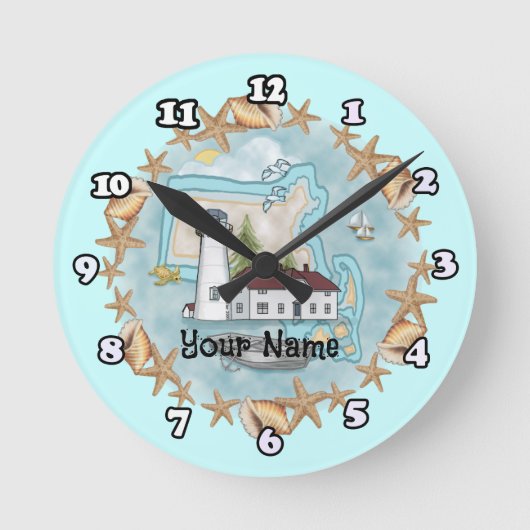Ronde horloge phare de Massachusetts Shells (Recto)