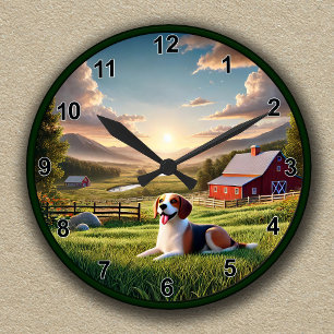 Ronde Horloge Pittoresque et Beagle personnalisable