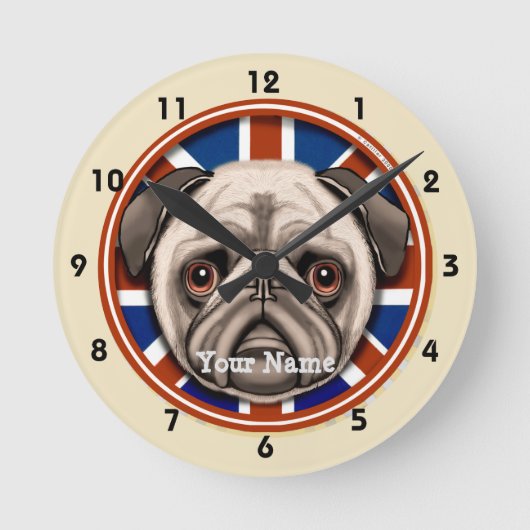 Ronde Horloge Pug d'Angleterre (Recto)