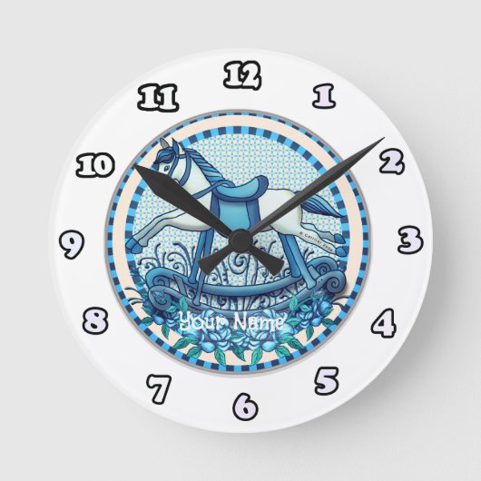 Ronde Horloge Rose bleue Rocse Horse (Recto)