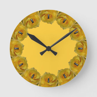 Ronde Horloge rose Rose jaune Fleur Mur Horloge Rose Cad