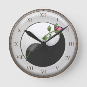 Ronde horloge Rose Yin Yang