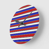 Ronde Horloge rouge blanche et bleue (Angle)