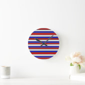 Ronde Horloge rouge blanche et bleue (Maison)
