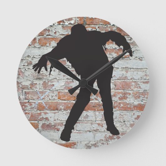Ronde horloge silhouette zombie marche (Recto)