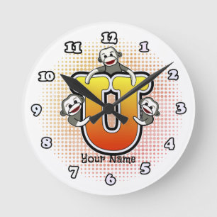 Ronde Horloge singe chaussette Monogram U