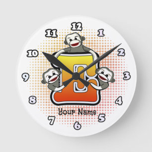 Ronde Horloge Singe Chaussette Monogramme E