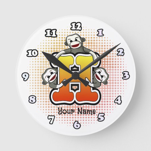 Ronde Horloge Singe Chaussette Monogrammé H (Recto)