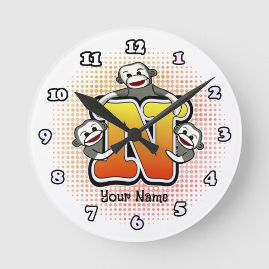 Ronde Horloge Singe Chaussette Monogramme N (Recto)