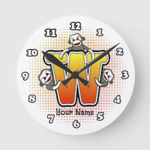 Ronde Horloge Singe Chaussette Monogramme W