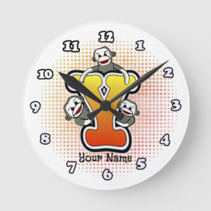 Ronde Horloge Singe Chaussette Monogramme Y