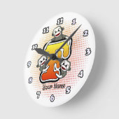 Ronde Horloge singe de chaussette F monogramme (Angle)