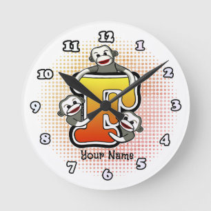 Ronde Horloge singe de chaussette F monogramme
