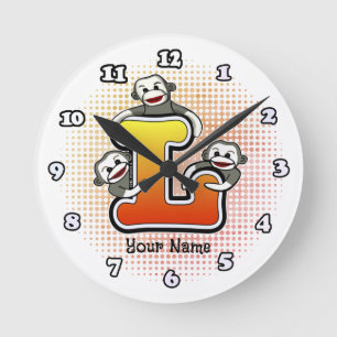Ronde Horloge Singe de Chaussette Monogramme L