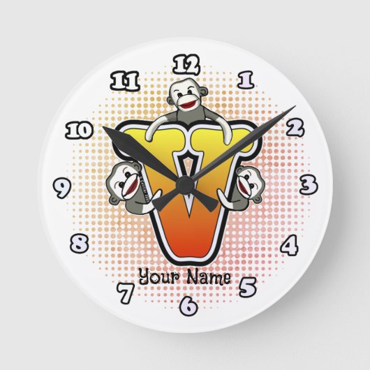 Ronde Horloge Singe de chaussette V Monogramme (Recto)
