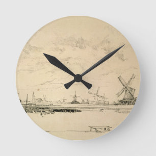 Ronde horloge "Sketch of Windmills"