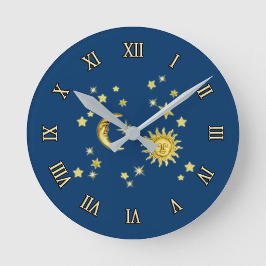Ronde Horloge Soleil, Lune et Étoiles (Recto)