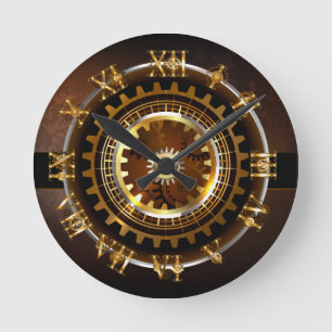 Ronde Horloge Steampunk avec des engrenages anciens