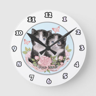 Ronde Horloge Too Cute Kittens