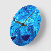 Ronde Horloge Vagues Bleues (Angle)