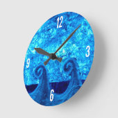 Ronde Horloge Vagues Bleues (Angle)