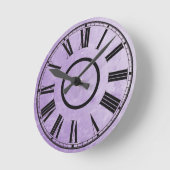 Ronde Horloge violette Patiné effet chiffres romains (Angle)