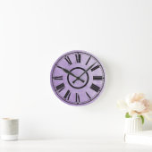 Ronde Horloge violette Patiné effet chiffres romains (Maison)