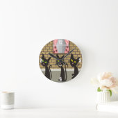 Ronde Horloge Whimsical des chats noirs (Maison)