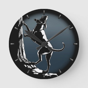 Ronde Hound Chien Horloge Chasse Chien Art Mur Horloge