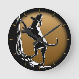Ronde Hound Chien Horloge Chasse Chien Art Mur Horloge