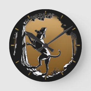 Ronde Hound Chien Horloge Chasse Chien Art Mur Horloge