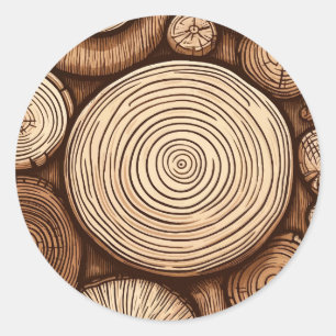 Ronde Houten Boomstammen Hout Bos  Sticker