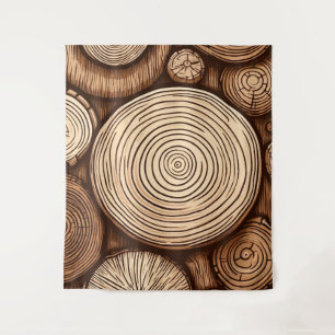 Ronde Houten Boomstammen Houten Bos  Wandkleed