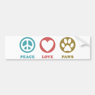 Ronde Icons Peace Love Paws Bumpersticker